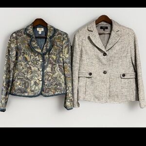 LOT Of 2-Talbots Womens Blazer Suit Jacket Sz 14P Holiday Classic Blue Old Money